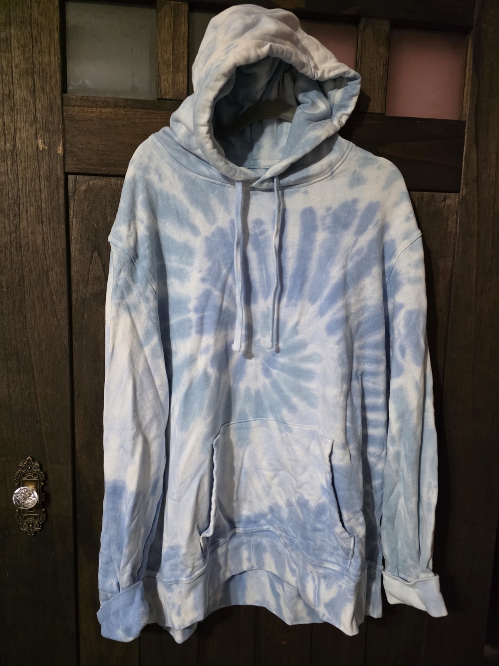 American Eagle Outfitters Light Blue Tie-Dye Crewneck Hoodie